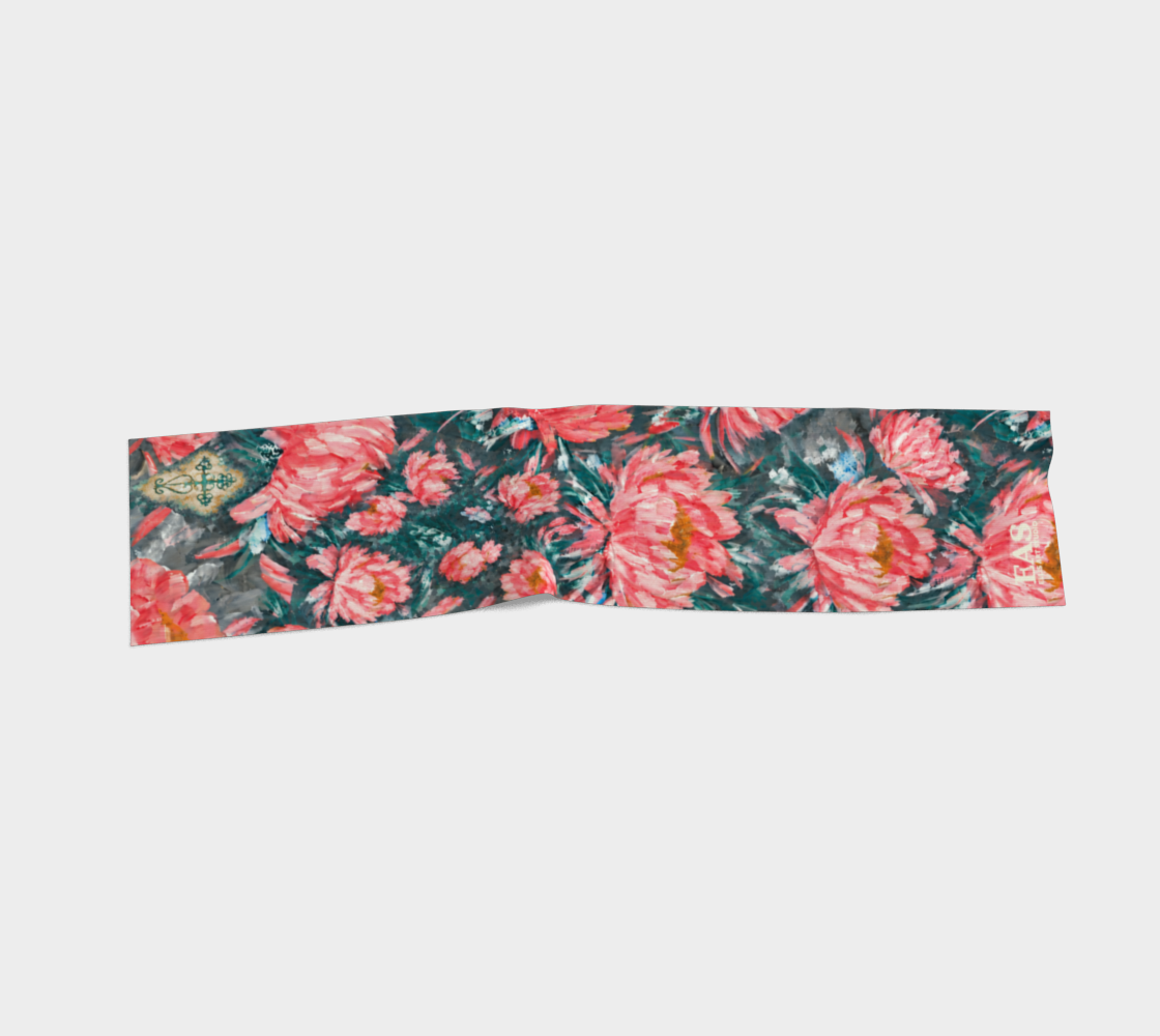 Sydnie’s Peonies — Gray & Pink Silk Scarf.