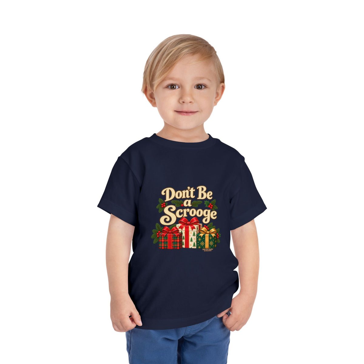 Don't Be A Scrooge - Toddler Short Sleeve Tee - Dark Colors