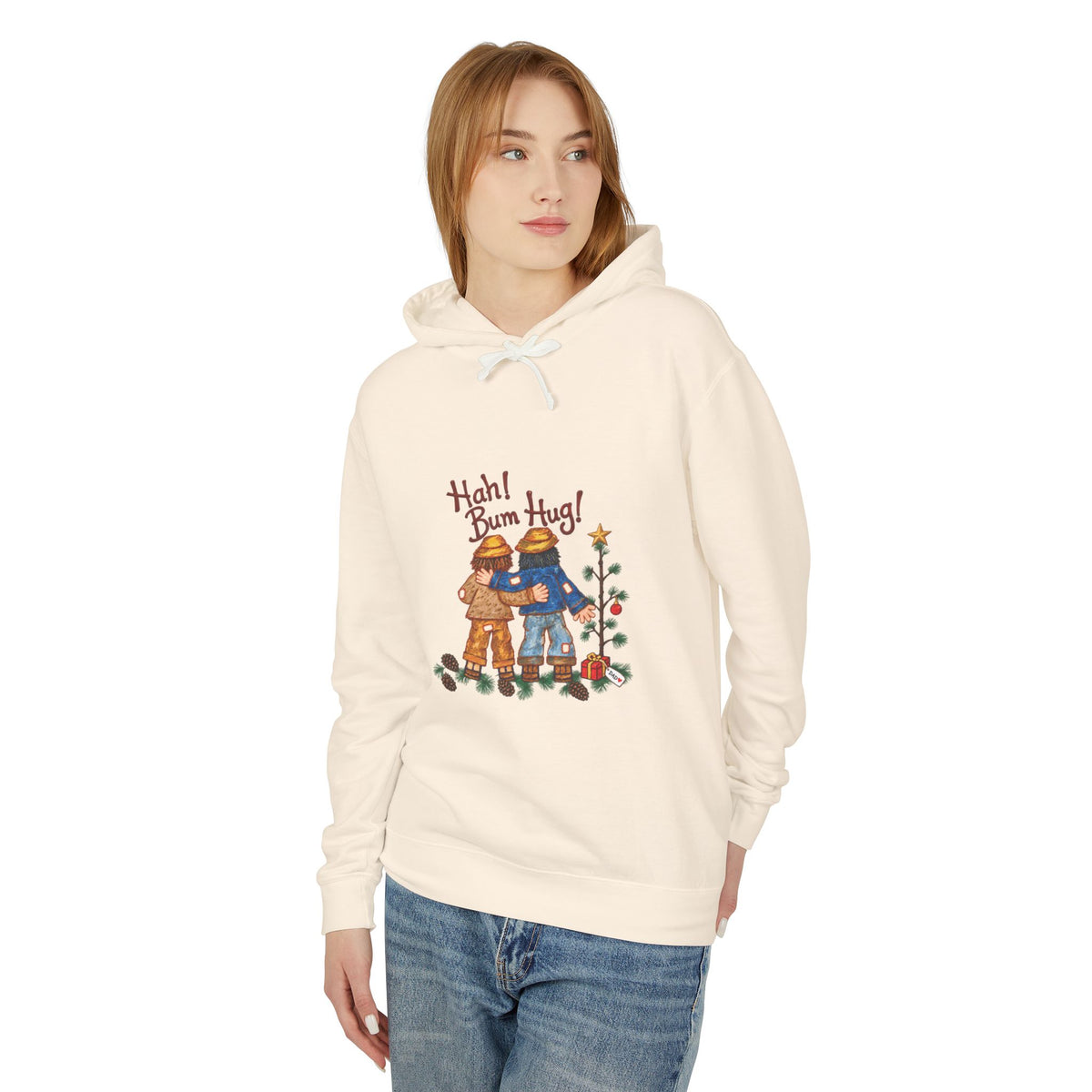Hah! Bum Hug! Lightweight Christmas Hoodie | Ellis Art Studio