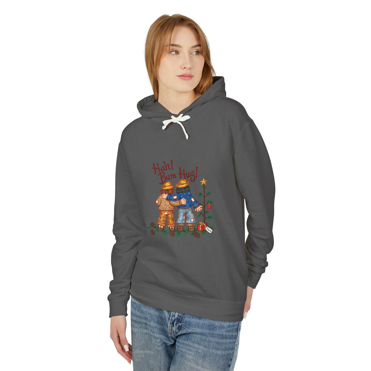 Hah! Bum Hug! Lightweight Christmas Hoodie | Ellis Art Studio