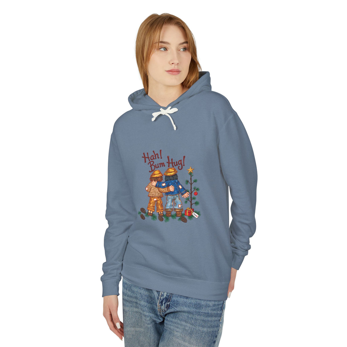 Hah! Bum Hug! Lightweight Christmas Hoodie | Ellis Art Studio