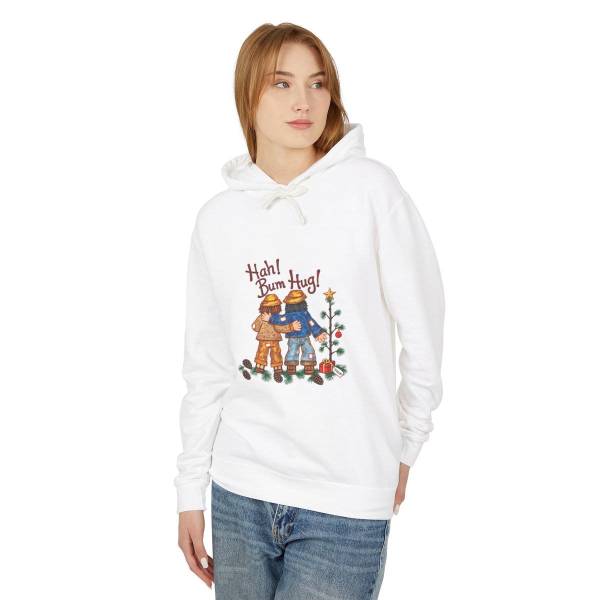 Hah! Bum Hug! Lightweight Christmas Hoodie | Ellis Art Studio