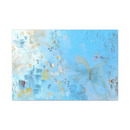 Out of the Ruins - blue abstract butterfly artwork by Kathy Ellis