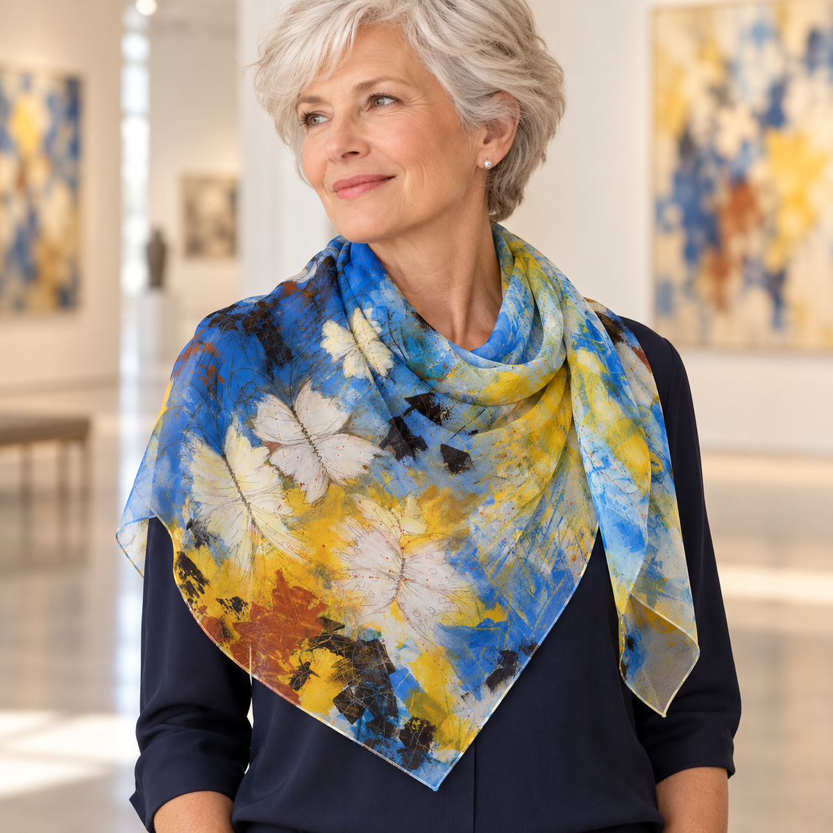 Flight Through Chaos — Square Poly Chiffon Scarf