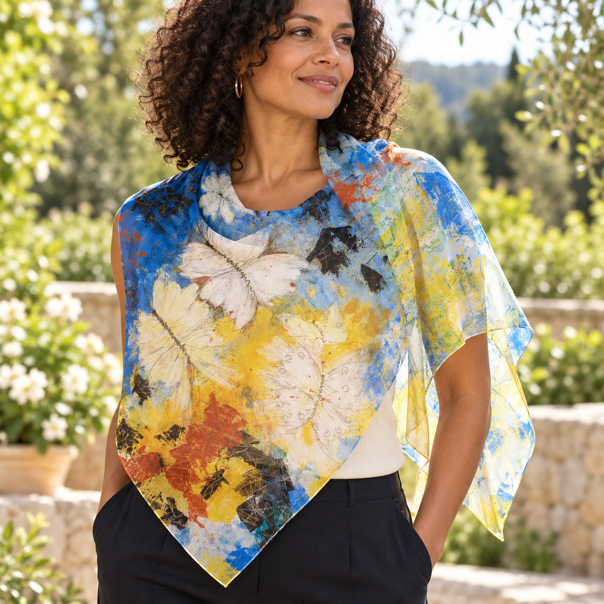 Flight Through Chaos — Square Poly Chiffon Scarf