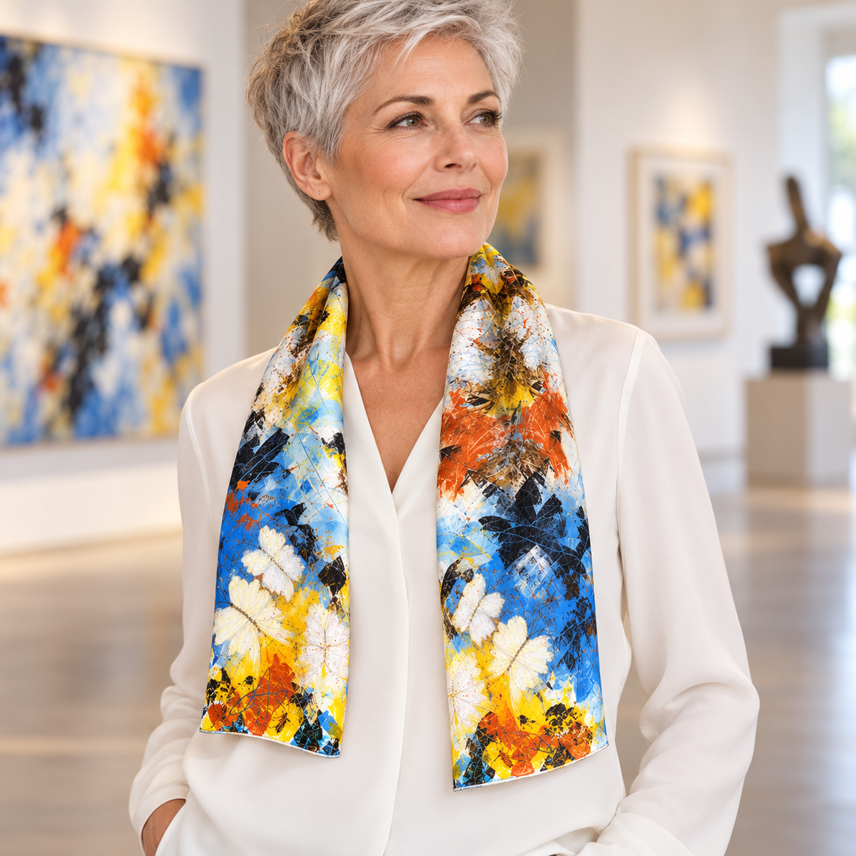 Flight Through Chaos — Silk Charmeuse Scarf