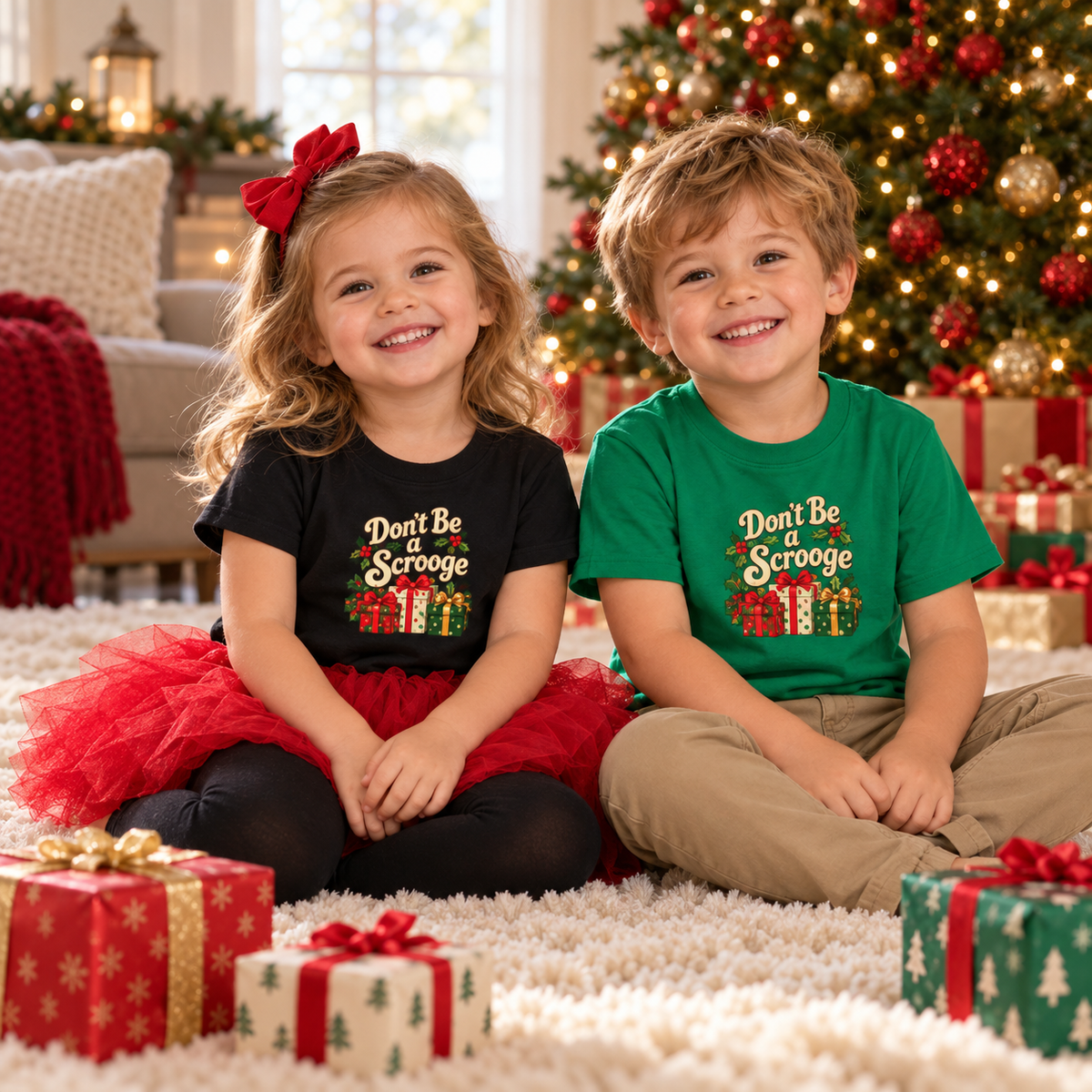 Don't Be A Scrooge - Toddler Short Sleeve Tee - Dark Colors
