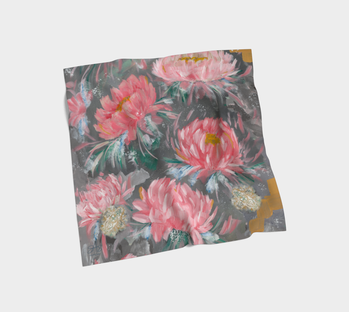 Sydnies Peonies _ Poly Chiffon Scarf