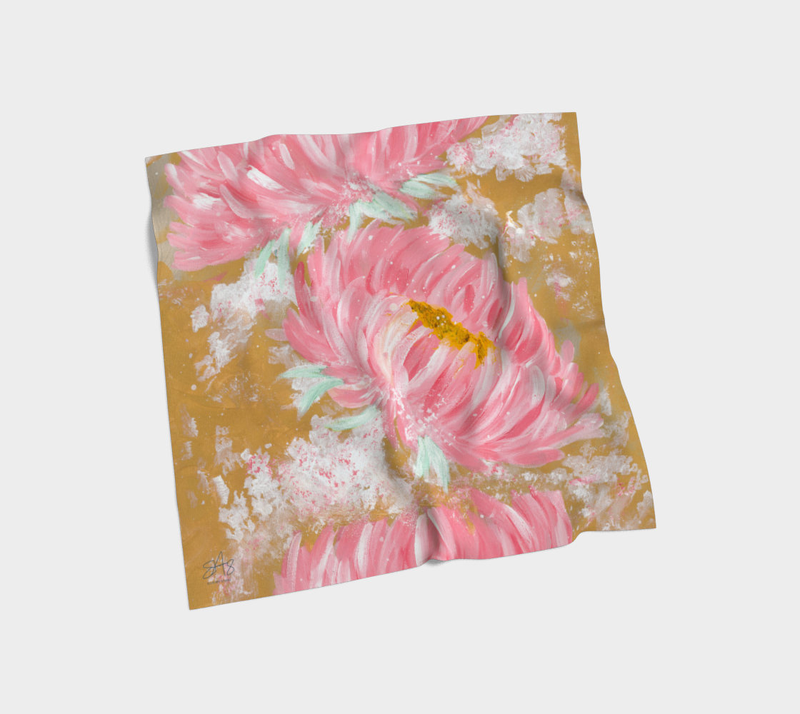Sydnies Peonies Too - Poly Chiffon Scarf
